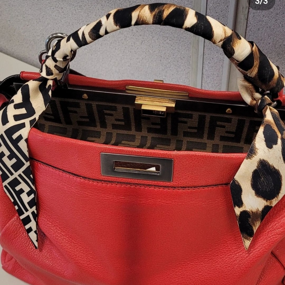 Fendi peekaboo tote bag authentic monogram interior